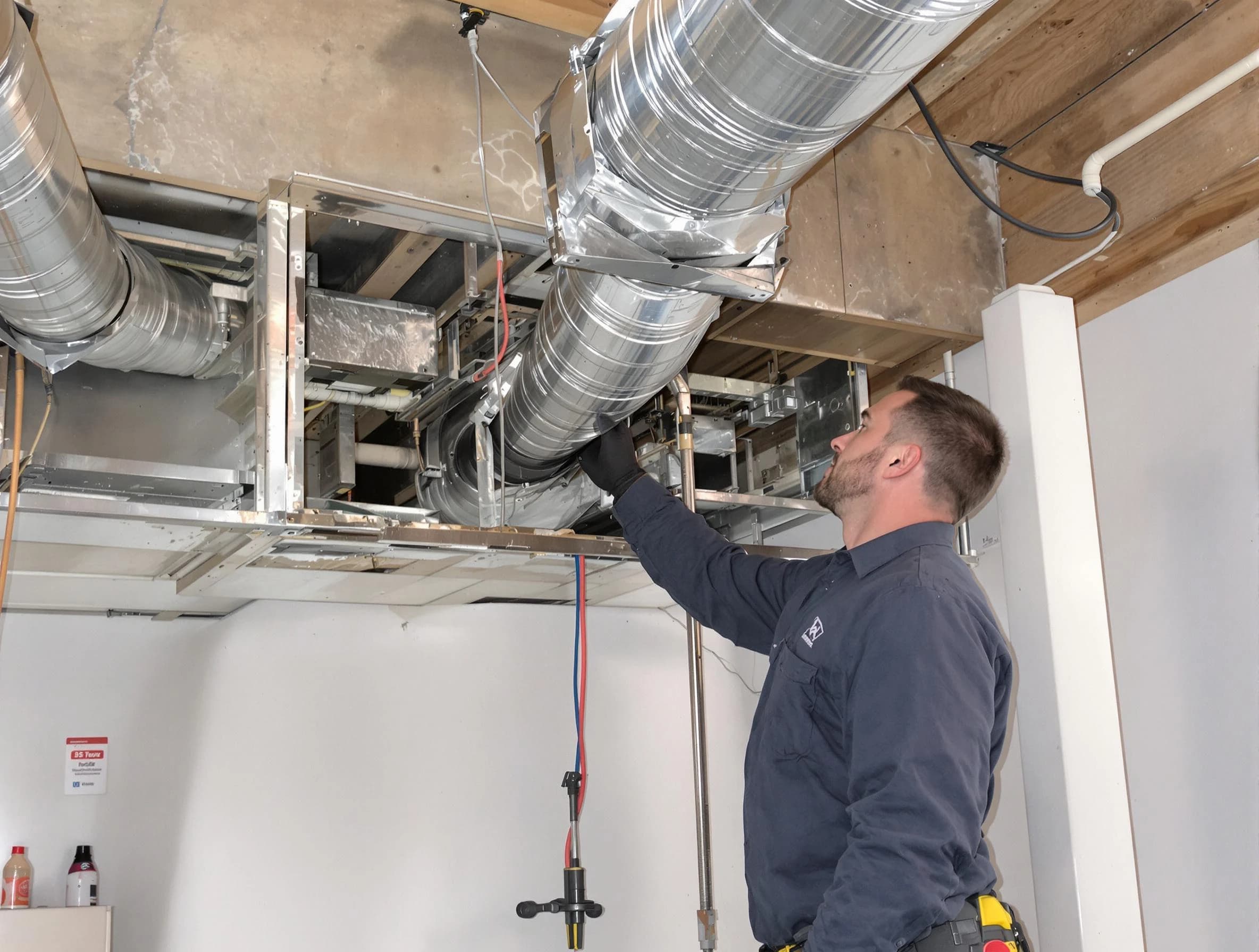 Queen Creek Air Duct Cleaning technician performing professional air duct repair using specialized tools in Queen Creek