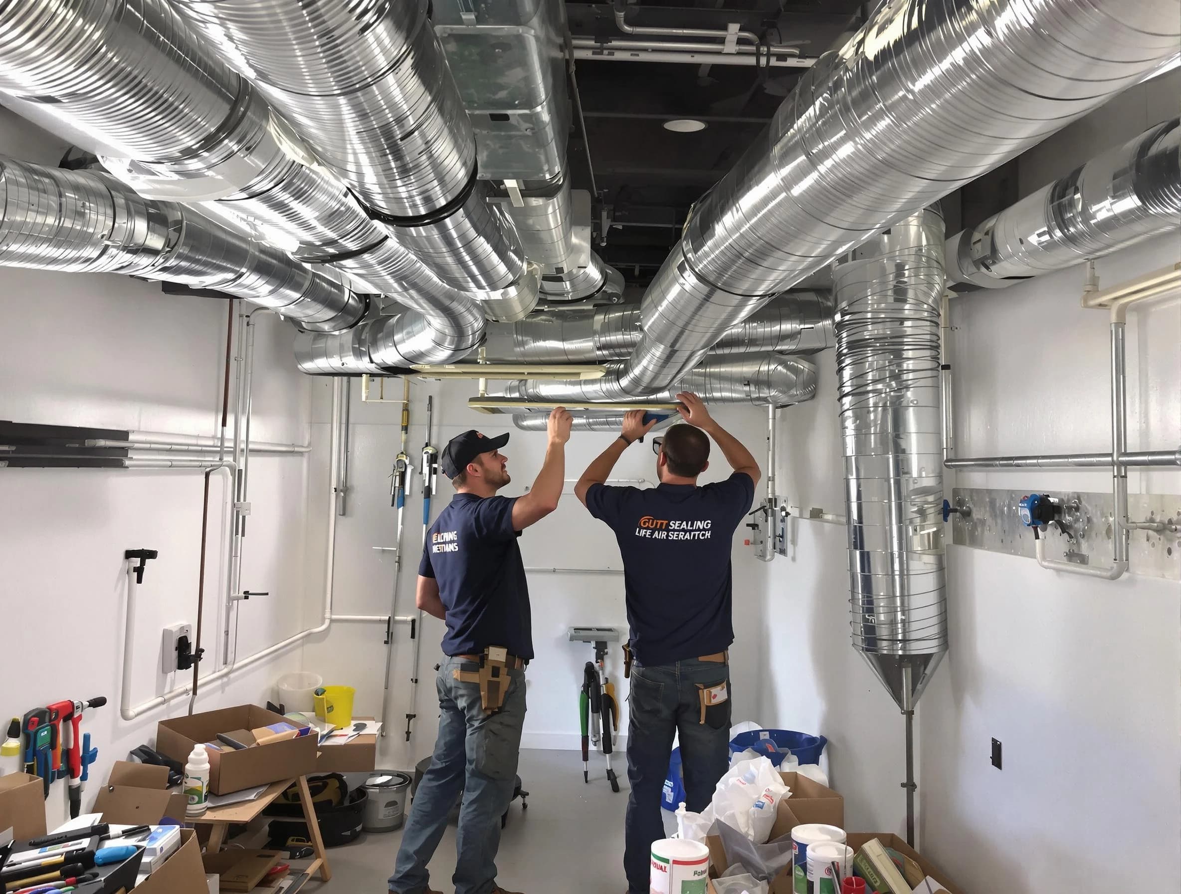 Queen Creek Air Duct Cleaning technician applying professional duct sealing solutions in Queen Creek