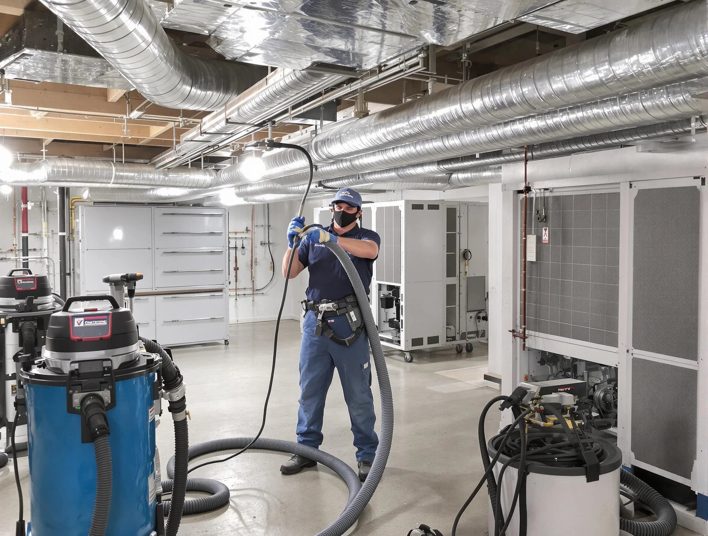 Queen Creek Air Duct Cleaning specialist performing thorough central air duct cleaning for improved system efficiency in Queen Creek