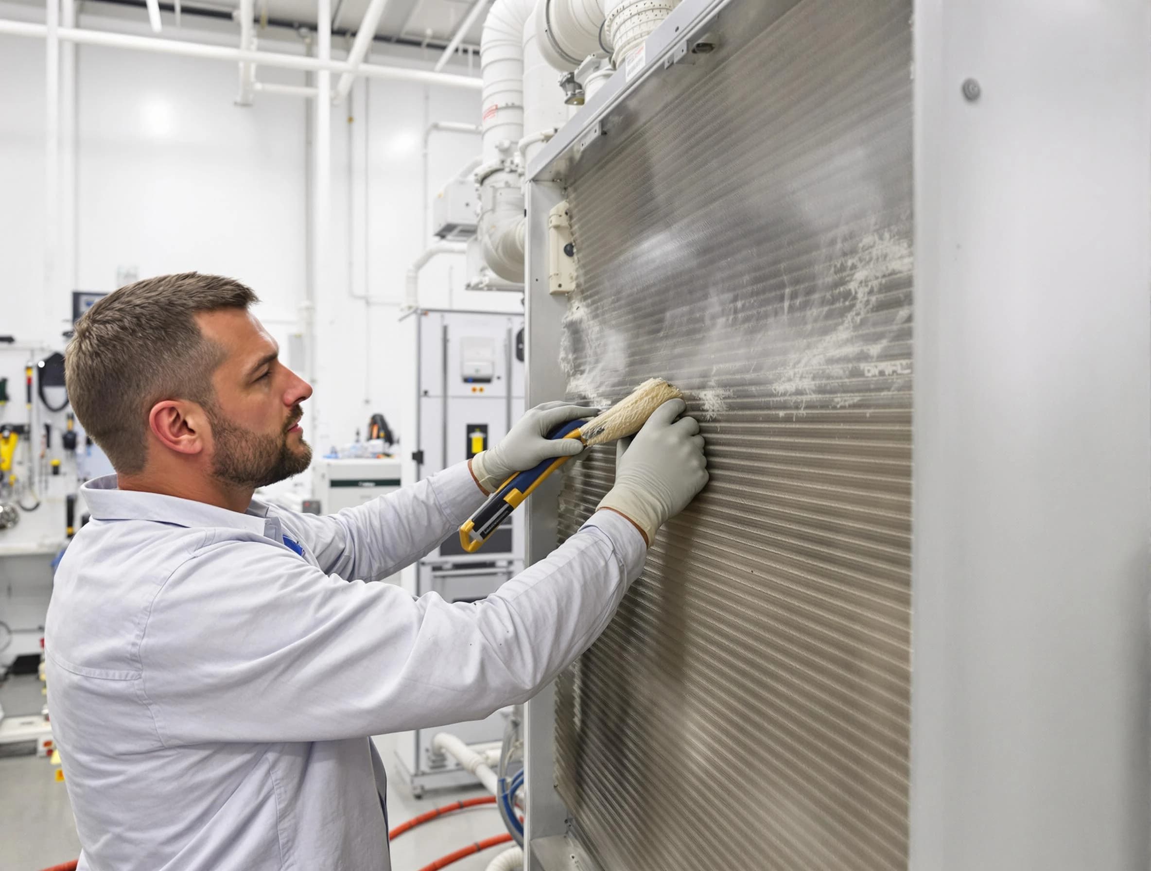 Queen Creek Air Duct Cleaning technician performing precision commercial coil cleaning at a Queen Creek business