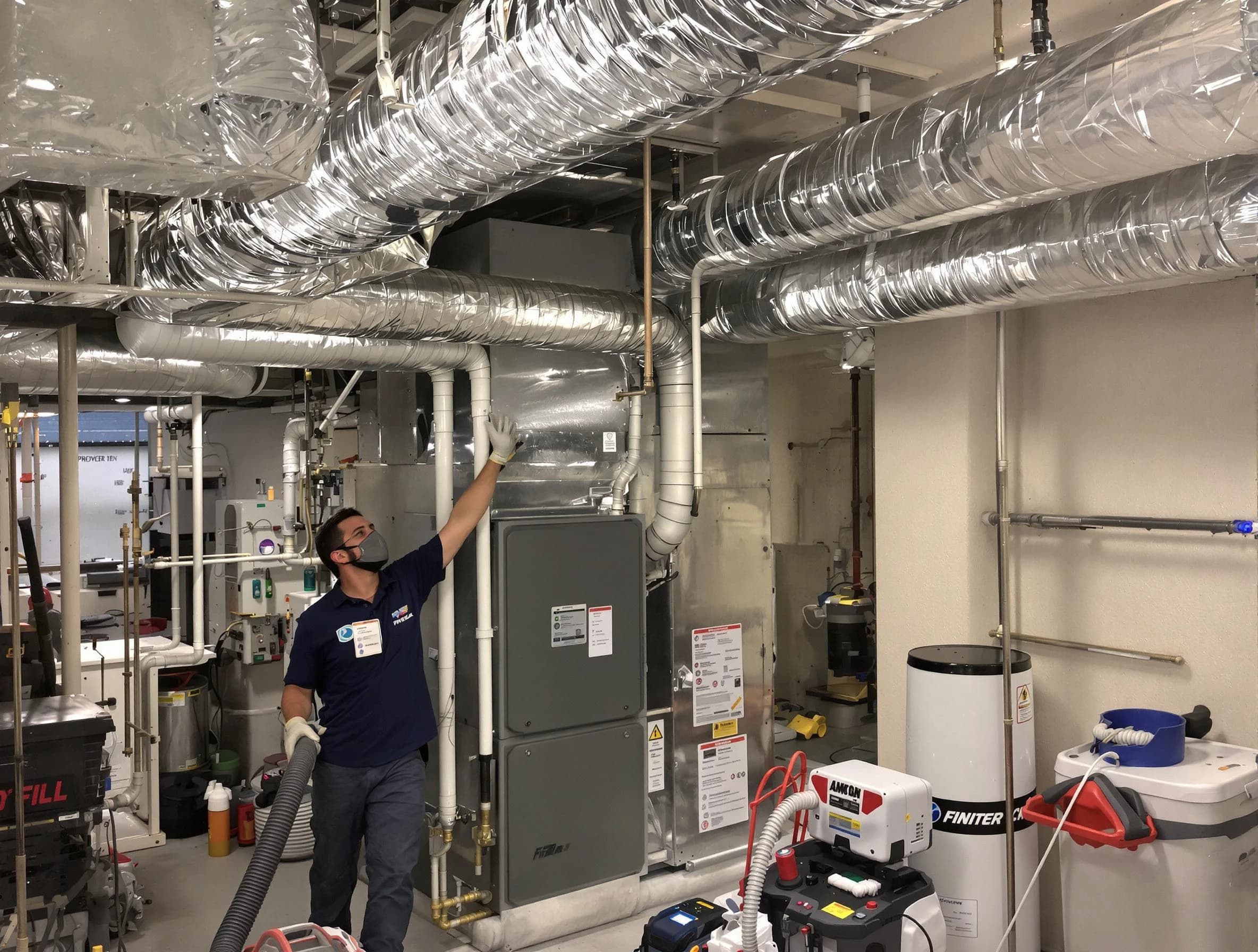 Queen Creek Air Duct Cleaning specialist performing thorough furnace duct cleaning in a Queen Creek residence