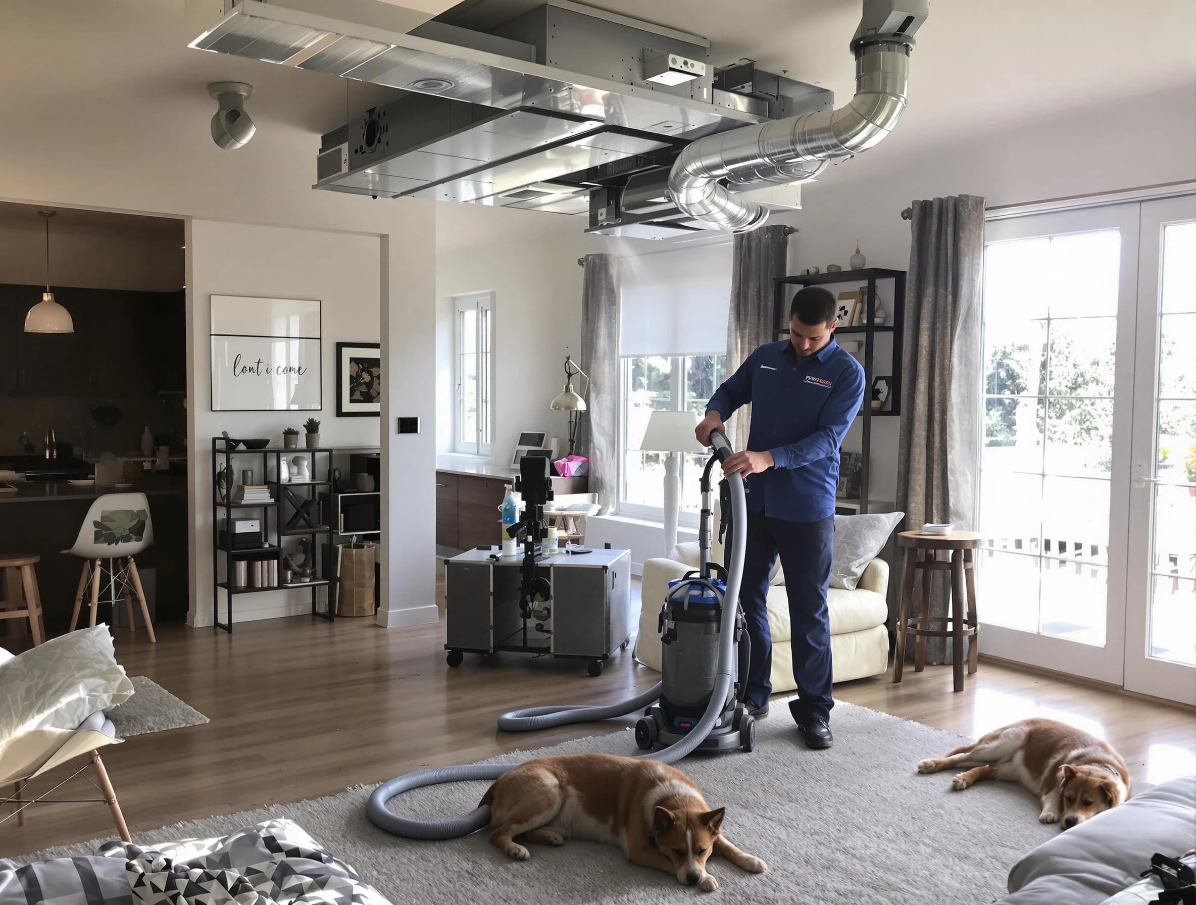 Queen Creek Air Duct Cleaning technician performing detailed indoor duct cleaning for improved air quality in Queen Creek