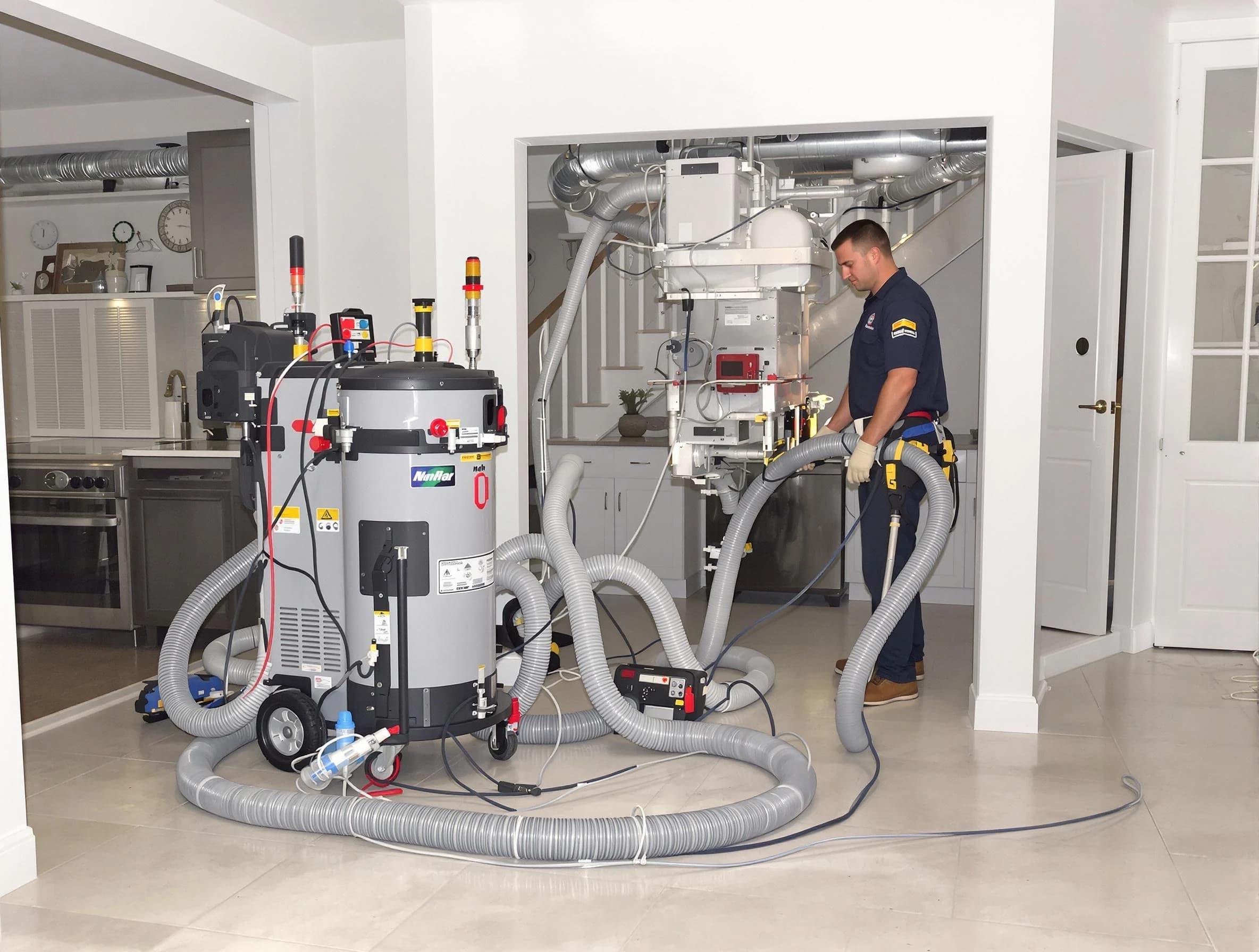 Queen Creek Air Duct Cleaning technician operating negative pressure cleaning equipment for thorough duct maintenance in Queen Creek