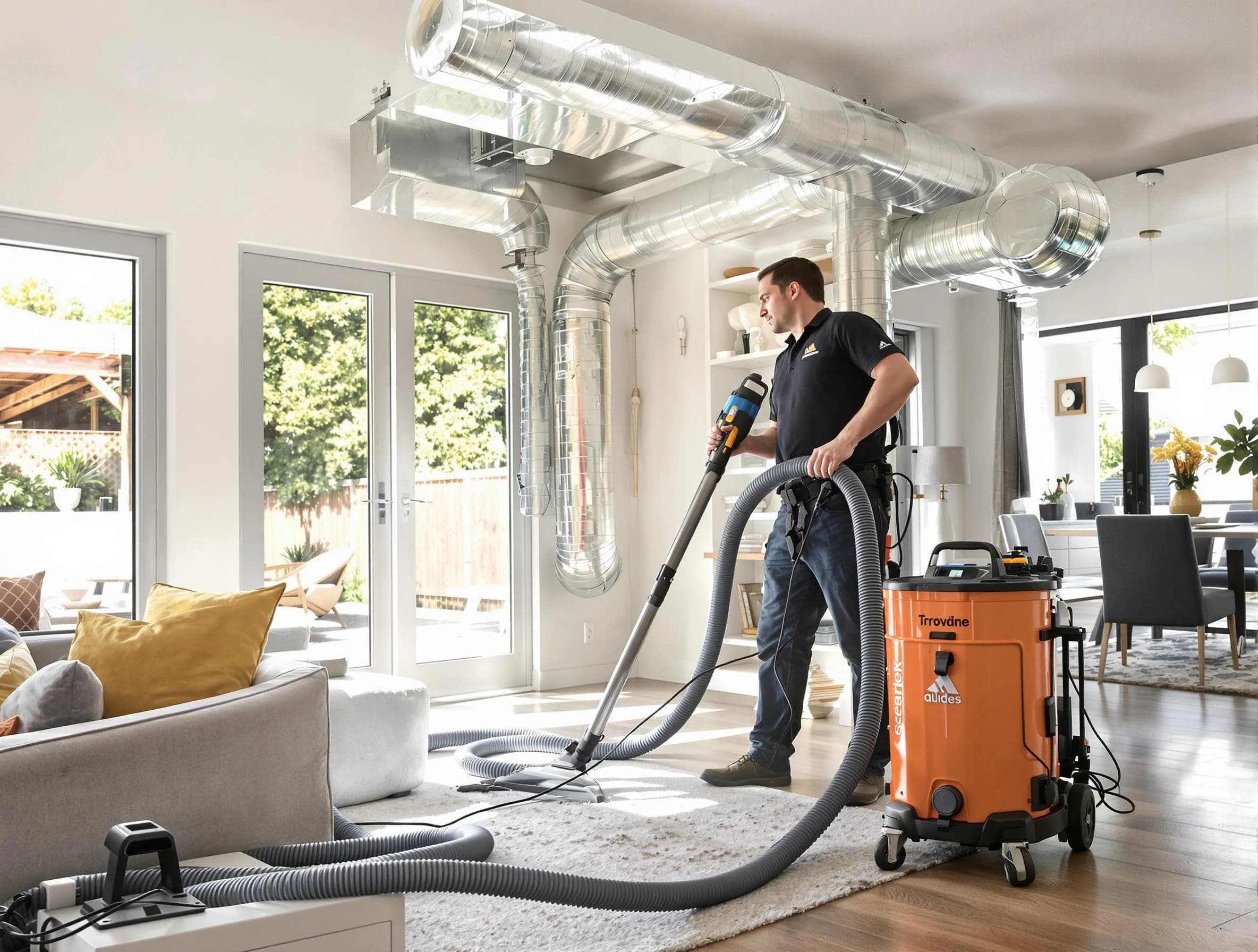 Queen Creek Air Duct Cleaning specialist performing thorough residential duct cleaning using advanced equipment in Queen Creek