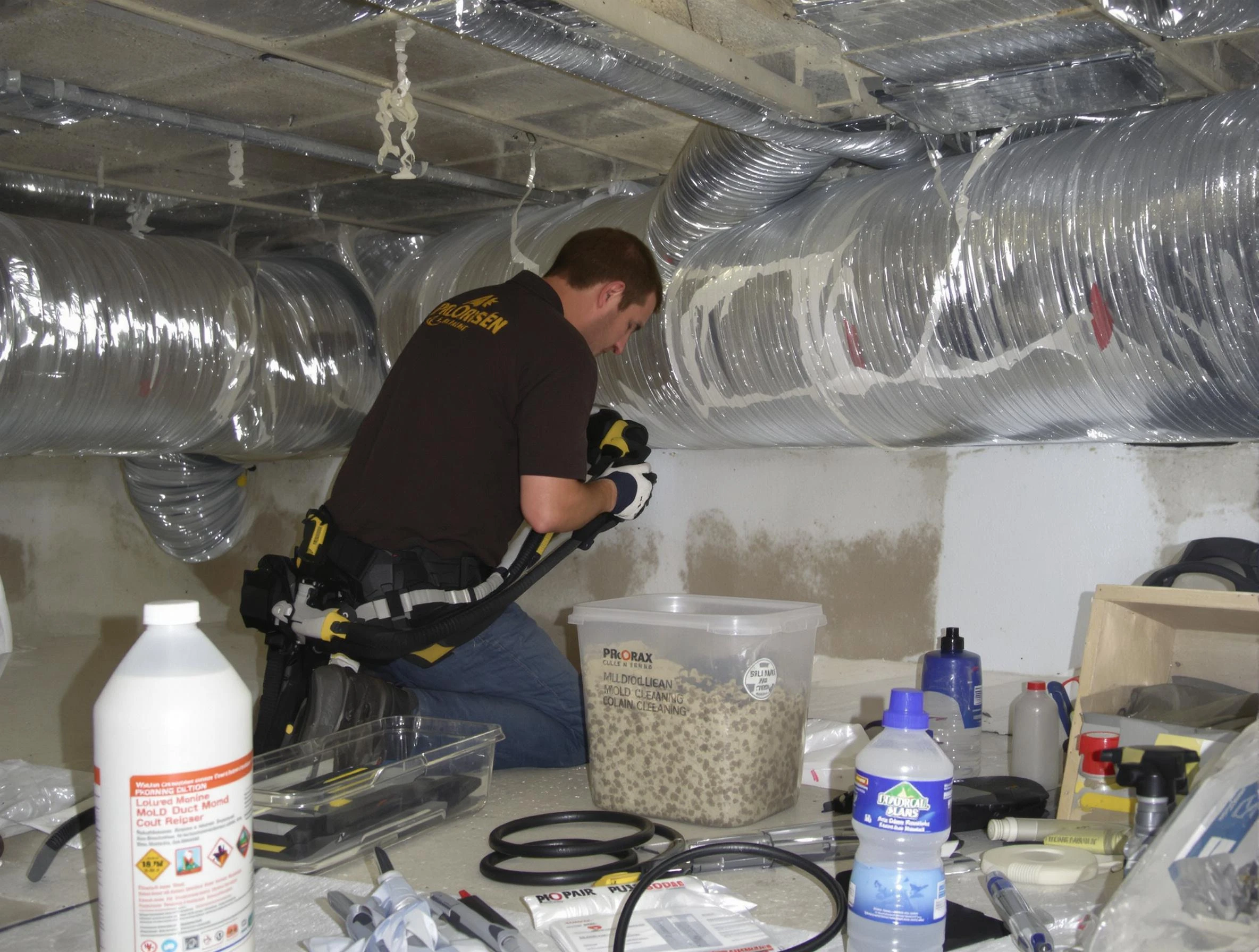 Queen Creek Air Duct Cleaning specialist performing professional mold removal from air ducts in Queen Creek